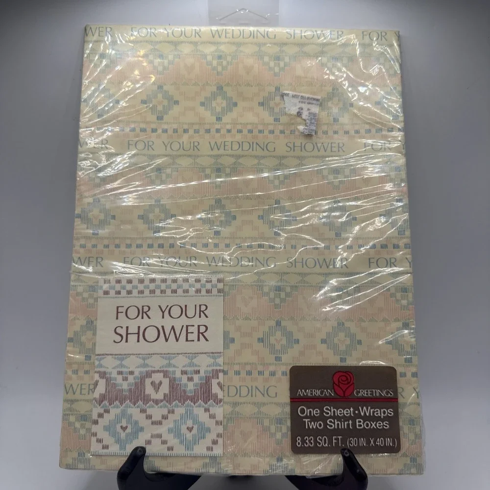 Vintage American Greetings Wrapping Paper and Card 'For Your Wedding Shower' NOS